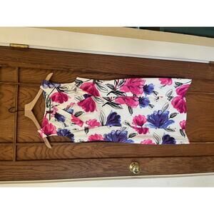 Dressbarn Sleeveless Floral Shift Dress Women's 10 Petite Summer Wedding